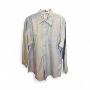 Men's Brooks Brothers Blue & White Stripe Regent Non-Iron Dress Shirt Neck 17